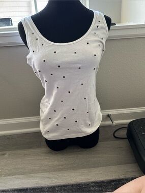 august silk White Eyelet Tank Top with Grommet Details